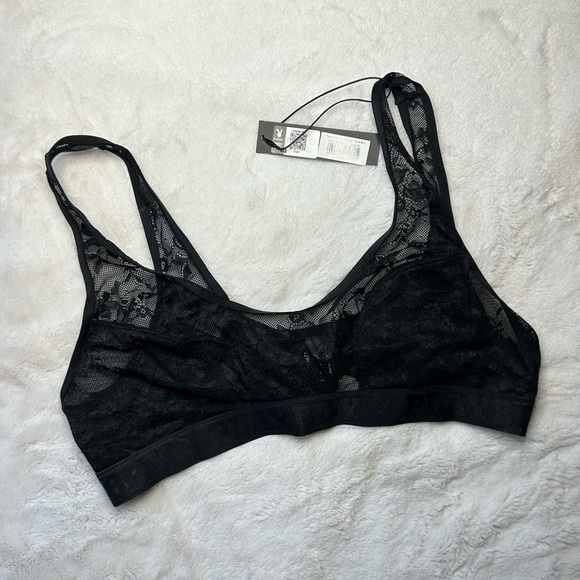 Playboy Lace Scoop Neck Bra in Black Size L NWT - Picture 3 of 8